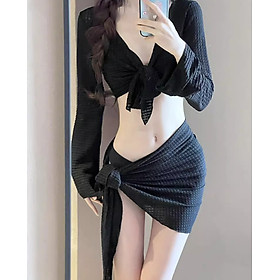 Bikini 4 Chi Tiết Tay Dài - Váy Quây - Mẫu Mới Trẻ Trung Dễ Thương BK002 MayHomes Đồ Bơi Nữ Nhiều Mảnh