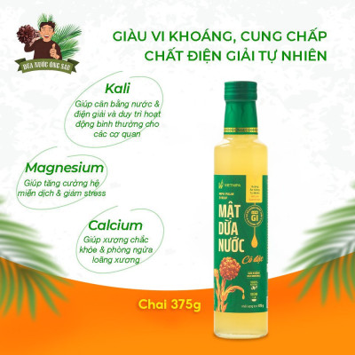Mật Dừa Nước Vietnipa 375g Dùng Thay Thế Đường Tinh Luyện, Chỉ Số Đường Huyết Thấp Tốt Cho Người Tiểu Đường, Ăn Chay, Ăn Kiêng