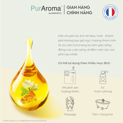 (Đậm Đặc | Chai Lớn) Tinh dầu HƯƠNG NEW YORK nguyên chất PurAroma by IMMORTEL - Chính hãng Pháp