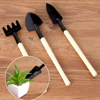 Bộ Dụng Cụ Làm Vườn Mini 3 Món (Cuốc, Xẻng, Cào) Cán Gỗ Tiện Lợi Cho Việc Trồng Chăm Sóc Cây Cảnh, Sen Đá, Xương Rồng, Bonsai