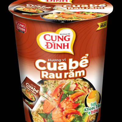 Thùng 24 Ly Mì Khoai Tây Cung Đình Hương Vị Cua Bể Rau Răm (65g/Ly)