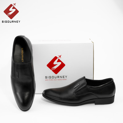 Giày Da Nam Công Sở Da Bò Thật SIGOURNEY Màu Đen SIG21 Bảo Hành 18 Tháng
