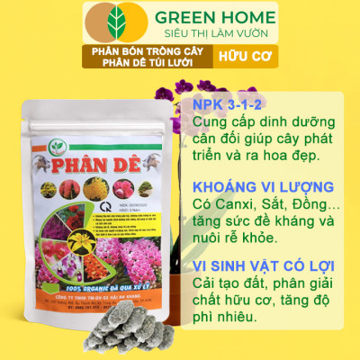 Phân Dê Trồng Lan Greenhome, 25 Túi Lưới Dài 10cm, Đã Qua Xử Lý, Không Mùi, Kích Rễ Phong Lan, Hoa Đậm Màu Lâu Tàn