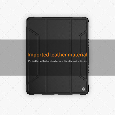 Bao da chống sốc cho iPad Pro 12.9 2020 2021 M1 2022 M2 hiệu Nillkin Bumber có ngăn đựng bút chống va đập, mặt lưng show Logo táo, cơ chế smartsleep - Hàng chính hãng