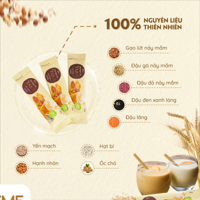 Bột ngũ cốc nảy mầm Tami ít ngọt 900g hộp 50 gói TÂM MINH FOODS