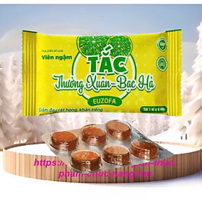 Kẹo ngậm ho Tắc thường xuân bạc hà, vỉ 6 viên, giúp thông cổ mát họng, giảm ho, đờm