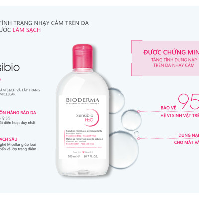Nước Tẩy Trang Dành Cho Da Nhạy Cảm BIODERMA Sensibio H2O 500ml - Tặng 1 Móc Khóa Nhựa 2 Mặt