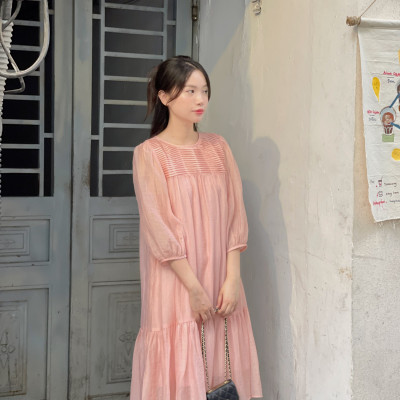 De Leah - Đầm Suông Đuôi Cá Xếp Li Ngực - Thời Trang Thiết Kế