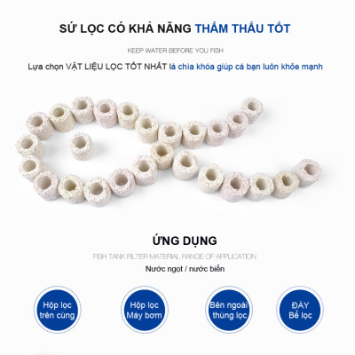 Sứ Lọc Hồ Cá 5.5/6KG vật liệu lọc nước bể cá cảnh, hồ thủy sinh cao cấp