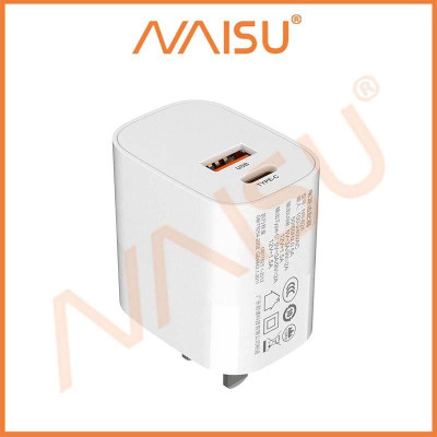 Sạc nhanh NAISU 18WA + C sạc nhanh đầy đủ giao thức 3C Bộ chuyển đổi được chứng nhận PD + QC3.0 sạc nhanh USB ID – 1815 - Hàng nhập khẩu