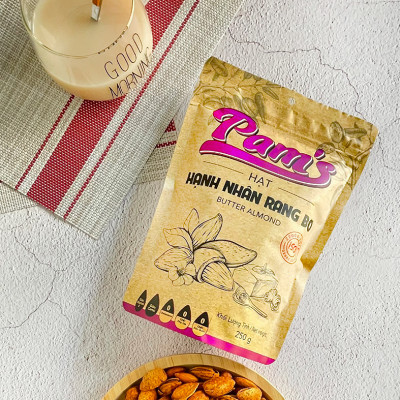 Hạnh Nhân Rang Bơ Pams, Nhập Khẩu Mỹ Vỏ Mỏng Chất Lượng, Không Cholesterol, Dùng Ăn Kiêng
