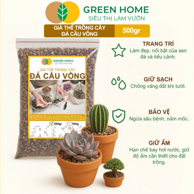 Đá Cầu Vồng Trồng Sen Đá GreenHome, Bao 500GR, Kích Rễ, Đậm Màu, Thoát Nước Tốt, Trộn Đất, Rải Bề Mặt Đều Tốt