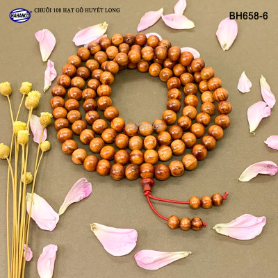 Chuỗi vòng cổ/vòng tay 2in1 gỗ Huyết Long thấu quang (BH658) An Yên - Thịnh Vượng - Bracelet of HAHANCO