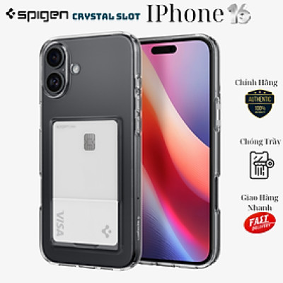 Ốp Lưng Spigen có khe đựng thẻ cho iPhone 16 Pro Max / 16 Pro / 16 Plus / 16, SPIGEN CRYSTAL SLOT, TPU chống sốc_ Hàng Chính Hãng