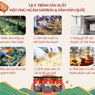 Sâm mật ong saffron Kingdom Herb chính hãng thượng hạng hộp 320g (tặng que lấy mật và bình thuỷ tinh)