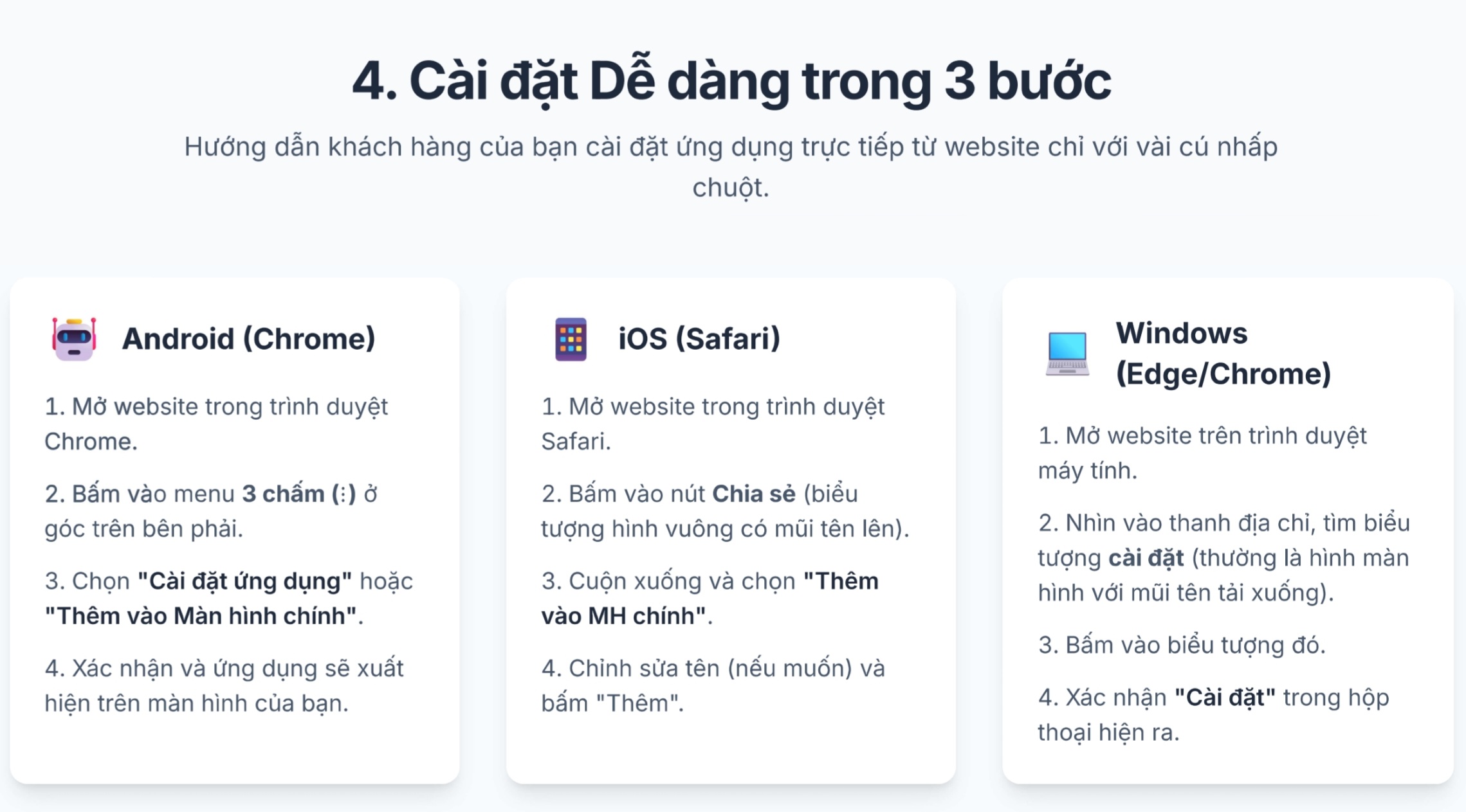 Cách cài webapp